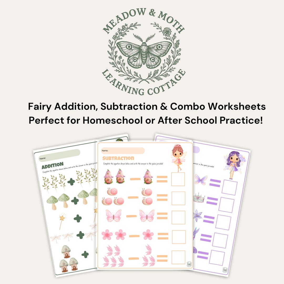 Fairy Math Worksheets, Early Learning, Addition, Subtraction, Math ...