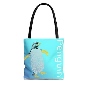 Playful Penguin Tote Bag | Cute Shopping Bags, Eco-Friendly Tote, Penguin Lover Gift, Beach Bag, Animal Art Tote