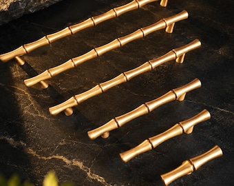 Bambusa Brass Cabinet Pull – Solid Brass Bamboo Drawer Handle & Knob