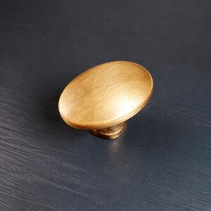 Heavy Solid Brass Cabinet Knob, 40 mm (1.57 in) Vintage Drawer Knob, Antique Gold Furniture Hardware, Minimalist Brass Pull