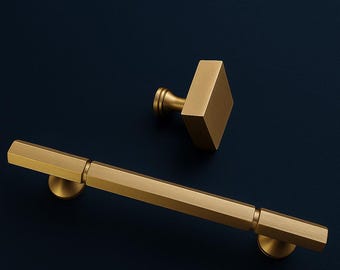 Recta Brass Modern Pull – Minimalist Cabinet Handle & 30mm Knob | 14 Size Options
