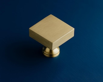 Vierkante messing knop – 35 mm moderne handgemaakte vierkante ladeknop