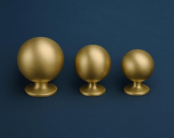 Handmade Solid Brass Drawer Knobs - Globa Model - Satin Finish