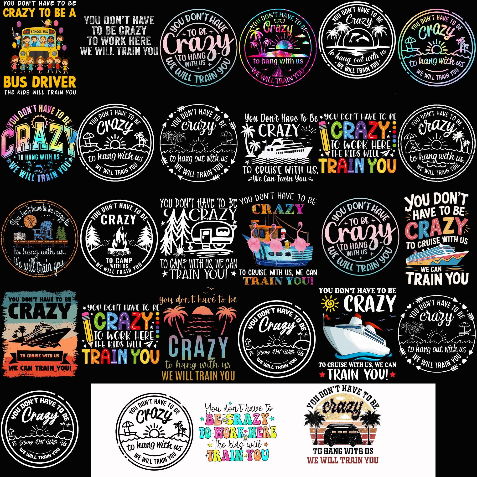 Crazy to Work Here PNG Bundle, Funny Coworker Quote Sublimation, Work ...