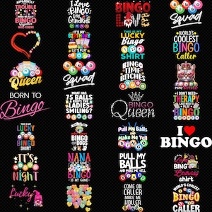 Grappige bingocitaten PNG-bundel Lucky Bingo Queen Nana Squad verjaardag nacht shirtontwerp digitale download