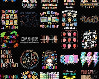 Special Education PNG Bundle SPED Life Neurodiverse Inclusion Visuals Teacher Squad Shirt Design Digital Download