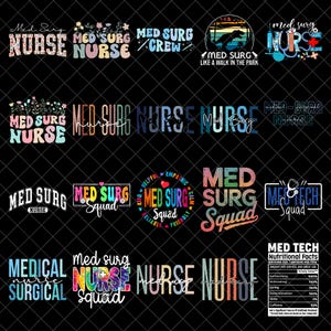 PNG-Bundle für medizinisch-chirurgische Pflegekräfte, Designs für medizinisch-chirurgische Pflegekräfte, Sublimationsdruck für Pflegeteams, Geschenkidee für examinierte Pflegekräfte, Digitaler Download für das Gesundheitswesen