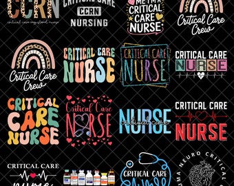 Critical Care Nurse Png Bundle, CCRN Nursing Designs, ICU Nurse Sublimation, Critical Care Crew, Registered Nurse Digital Download