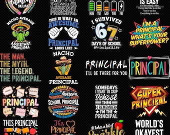 Principal Life PNG Bundle Funny School Principal Quotes Shirt Design Digital Download Admin Teacher Humor PNG