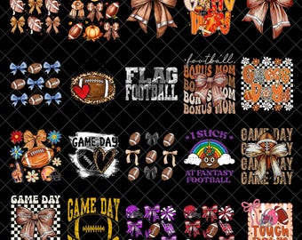 Football Png Bundle, Game Day Bow Designs, Football Mom Fall Sublimation, Touchdown Season Sports, Cute Football Digital Download