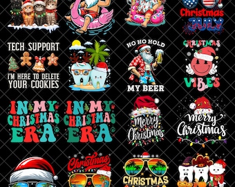 Christmas in July Png Bundle, Summer Santa Designs, Tropical Christmas Vacation, Beach Holiday Sublimation, Funny Xmas Digital Download