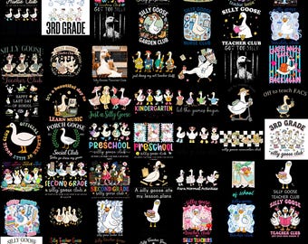 Funny Silly Goose PNG Bundle, Teacher Club PNG, Cute Goose School Designs, Preschool Sublimation, Digital Download PNG