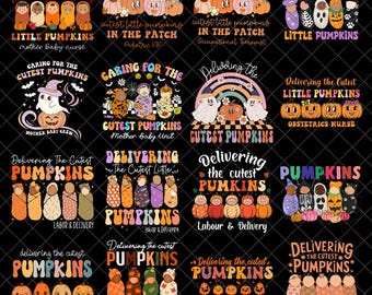 Labor and Delivery Nurse Png Bundle, Mother Baby Nurse Designs, Cute Pumpkin Fall Nursing, Maternity Nurse Digital Download