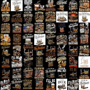 Backyard Whiskey PNG Bundle, Cigar and Bourbon Shirt Designs, BBQ Dad Quotes, Rustic Vintage Whiskey PNG, Digital Download