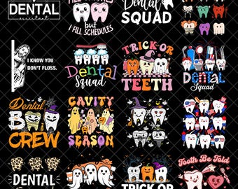 Dental Assistant Png Bundle, Dental Squad Designs, Halloween Dentist Sublimation, Spooky Teeth Dental Crew, Funny Dental Digital Download