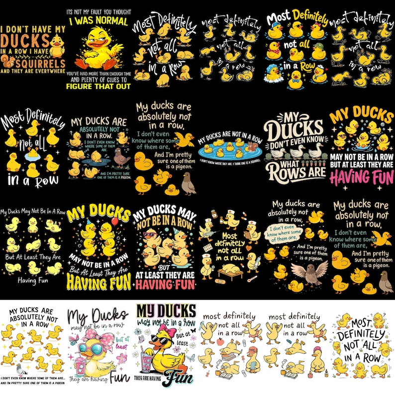 Funny Duck PNG Bundle, My Ducks Are Not In A Row PNG, Sarcastic Duck Quotes, Cute Duck Sublimation Design, Digital Download PNG image 1