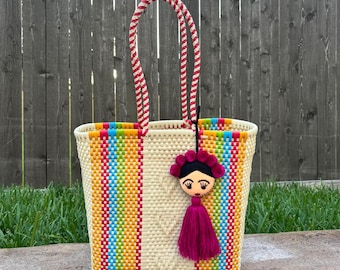 Handmade Mexican Market Tote – Recycled Plastic Woven Bag – Eco Beach & Summer Bag