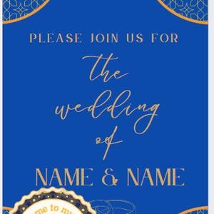Faire-part de mariage vidéo numérique arabe or bleu | E-Invitation Musulmane Nikah Walima | Carte de mariage animée WhatsApp | Vidéo bilingue islamique
