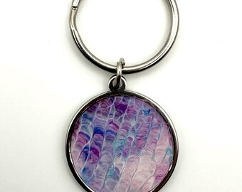 Abstract Art Keychain | Original Painting Fragment | Stainless Steel Key Ring