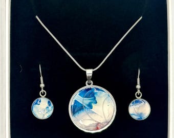 Pendant & Earring Set | One-of-a-Kind Original Art Jewelry | Handmade Wearable Art
