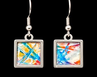 Abstract Art Earrings | One-of-a-Kind Wearable Art | Handmade Jewelry