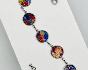 Six-Cabochon Art Bracelet | One-of-a-Kind Abstract Jewelry | Handmade Jewelry