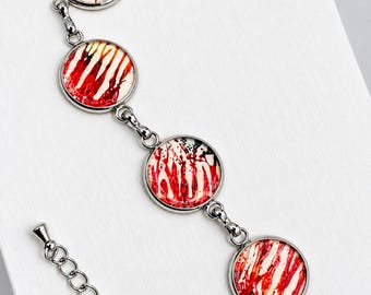 Six-Cabochon Art Bracelet | One-of-a-Kind Abstract Jewelry | Handmade Jewelry