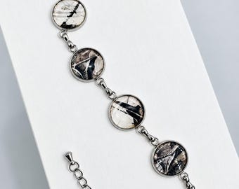 Six-Cabochon Art Bracelet | One-of-a-Kind Abstract Jewelry | Handmade Jewelry