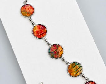 Six-Cabochon Art Bracelet | One-of-a-Kind Abstract Jewelry | Handmade Jewelry