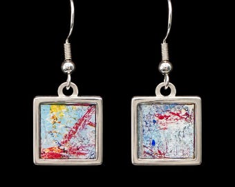 Abstract Art Earrings | One-of-a-Kind Wearable Art | Handmade Jewelry