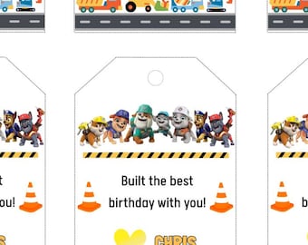 Rubble and Crew Verjaardagsfeestje Bedankt Tags