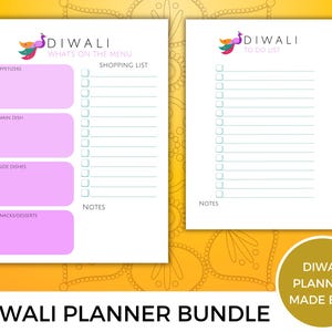 Diwali Printable Planner, Organizing Templates for Adults and Children, diwali party fun, diwali printables