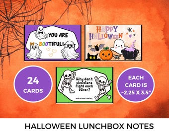 Halloween Printable School Lunchbox Notes, Halloween Jokes for Kids, Affirmation Cards Toddlers, Trick or Treat Gifts, Funny Riddles & Puns