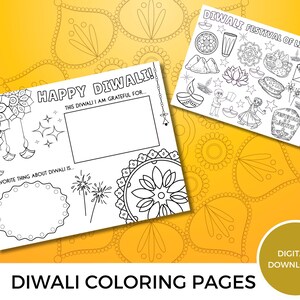 Diwali-Themed Printable Coloring Pages and bookmarks for Toddlers & Young Kids