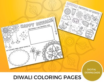 Diwali-Themed Printable Coloring Pages and bookmarks for Toddlers & Young Kids
