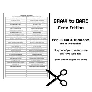 DRAW to DARE: kerneditie, 50 afdrukbare uitdagingsprompts | Icebreaker-spel voor vrienden, feesten en publiek | Pdf direct downloaden