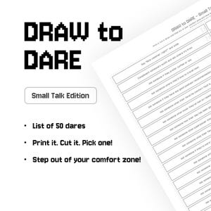 DRAW to DARE – Small Talk Edition, 50 Printable Conversation Prompts | Icebreaker Game for Dates & New Connections | Instant Download PDF