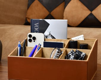Icon fjärrkontrollshållare – TV-fjärrkontrollsorganisatör med 7 fack – Modern räfflad hållare för vardagsrum, sovrum eller skrivbord