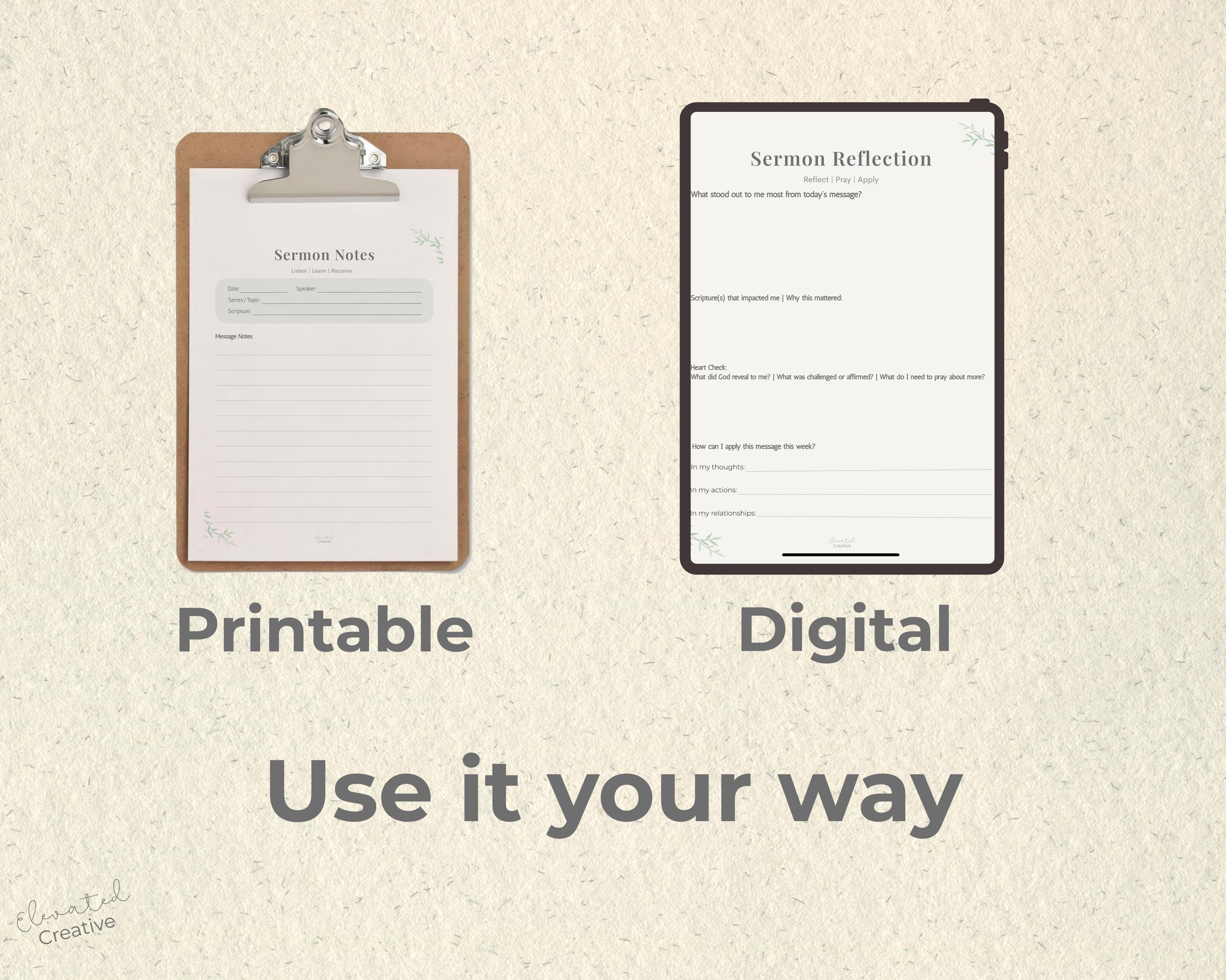 Printable Sermon Notes Template | Christian Bible Study (PDF) - Etsy