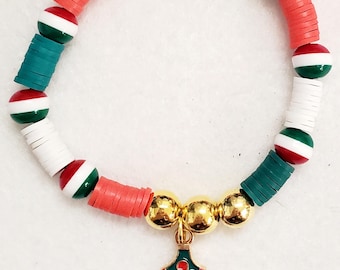 Christmas Tree Charm Bracelet – Festive Heishi Bead Jewelry