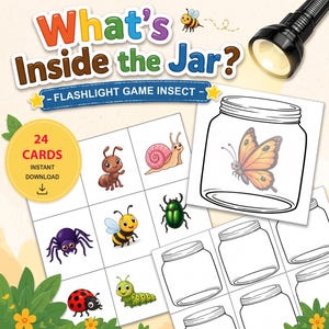 Insects Flashlight Game| Printable PDF| Hidden Picture Activity| Preschool and Kindergarten Activity| Montessori inspired