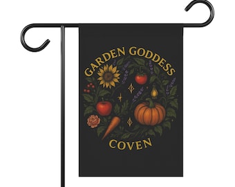 Bandera de jardín con temática de brujas, pancarta estilo cottagecore, decoración para exteriores, letrero mágico para el jardín, regalo para amantes de la naturaleza.