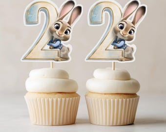 Zootopia 2 Cupcake Toppers, Watercolor Animal City (Editable Canva Template) Kids Digital Download
