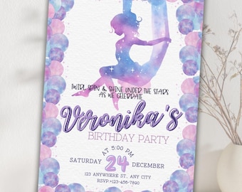 Aerial Silks Birthday Invitation, Gymnastics Party, Editable Template (Digital Download)