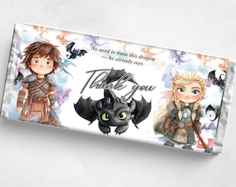 Dragon Birthday Chocolate Wrapper Template: Editable Dragon Party, Watercolor Theme (Digital Download)
