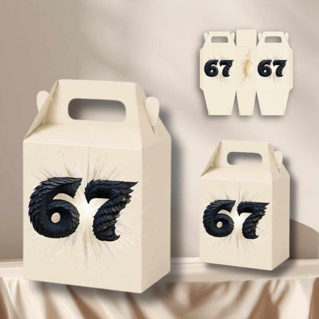 67 Six Seven Party Favor Box Template, Editable Treat Box, Kids ...
