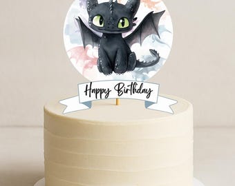 Toothless How to train Dragon Cake Topper, Watercolor Theme (Digital Download)