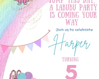 Labubu Birthday Party Invite | Editable Download | Printable Labubu Theme Invitation