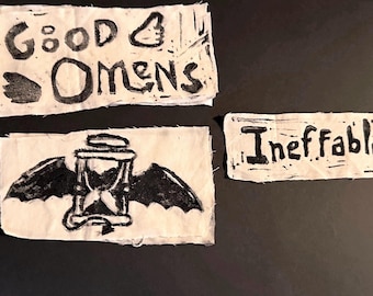 Good Omens Ineffable Winged Hourglass Patches for Backpacks, Bags