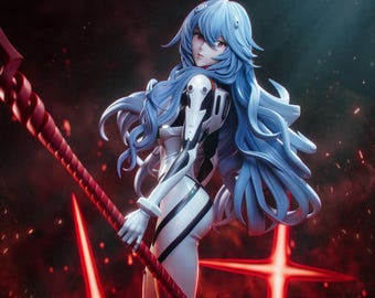 Paintable figurine, blue-haired anime pilot – sci-fi figure